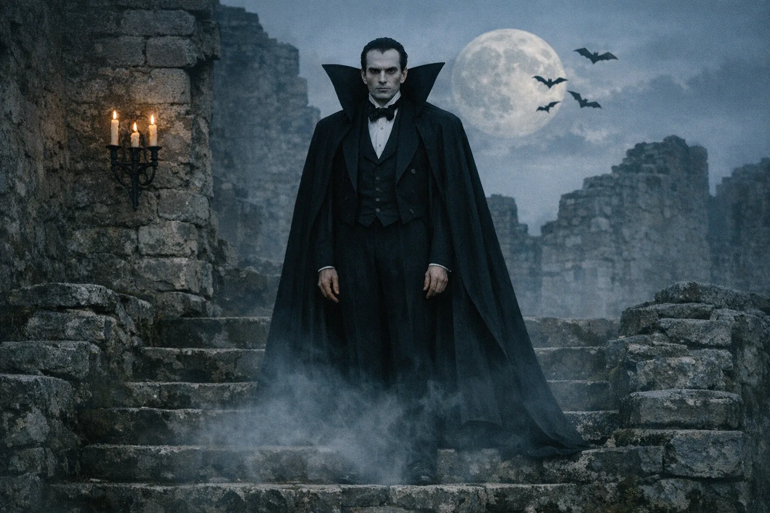 Dracula — Folk Horror: Contemporary arthouse cinema, natural light, unsettling stillness