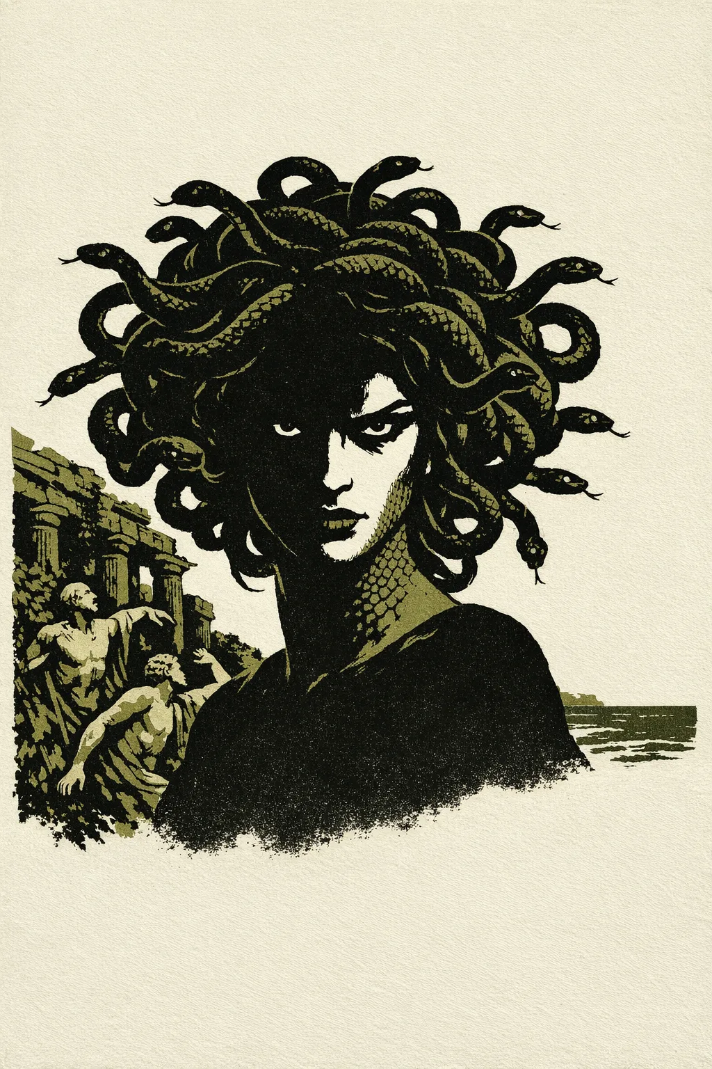 Medusa — Gallery Minimal: Restrained fine-art print, silhouette and texture