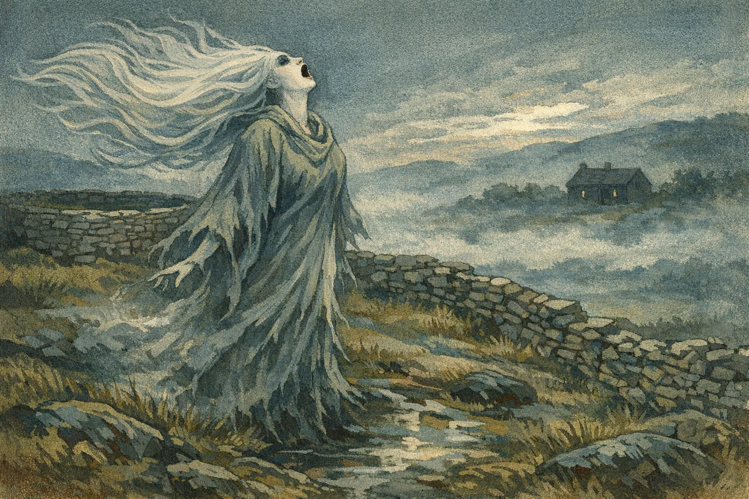 The Banshee — Modern Storybook: Contemporary editorial illustration, gouache and ink