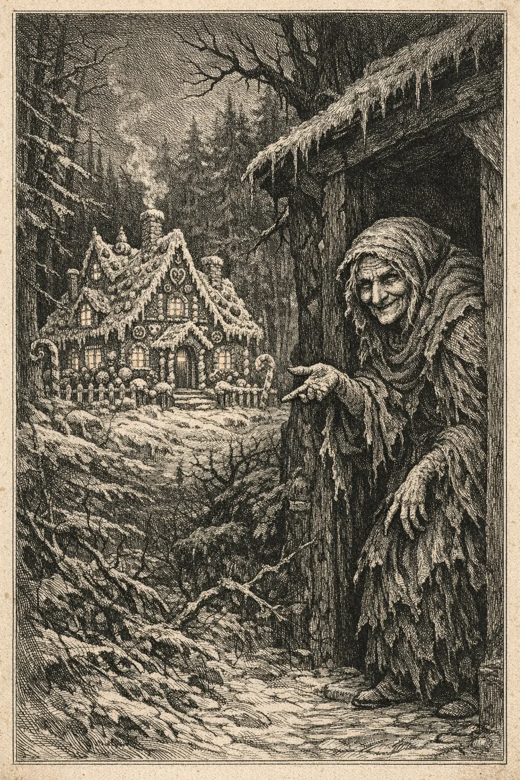 The Gingerbread Witch — Doré Engraving