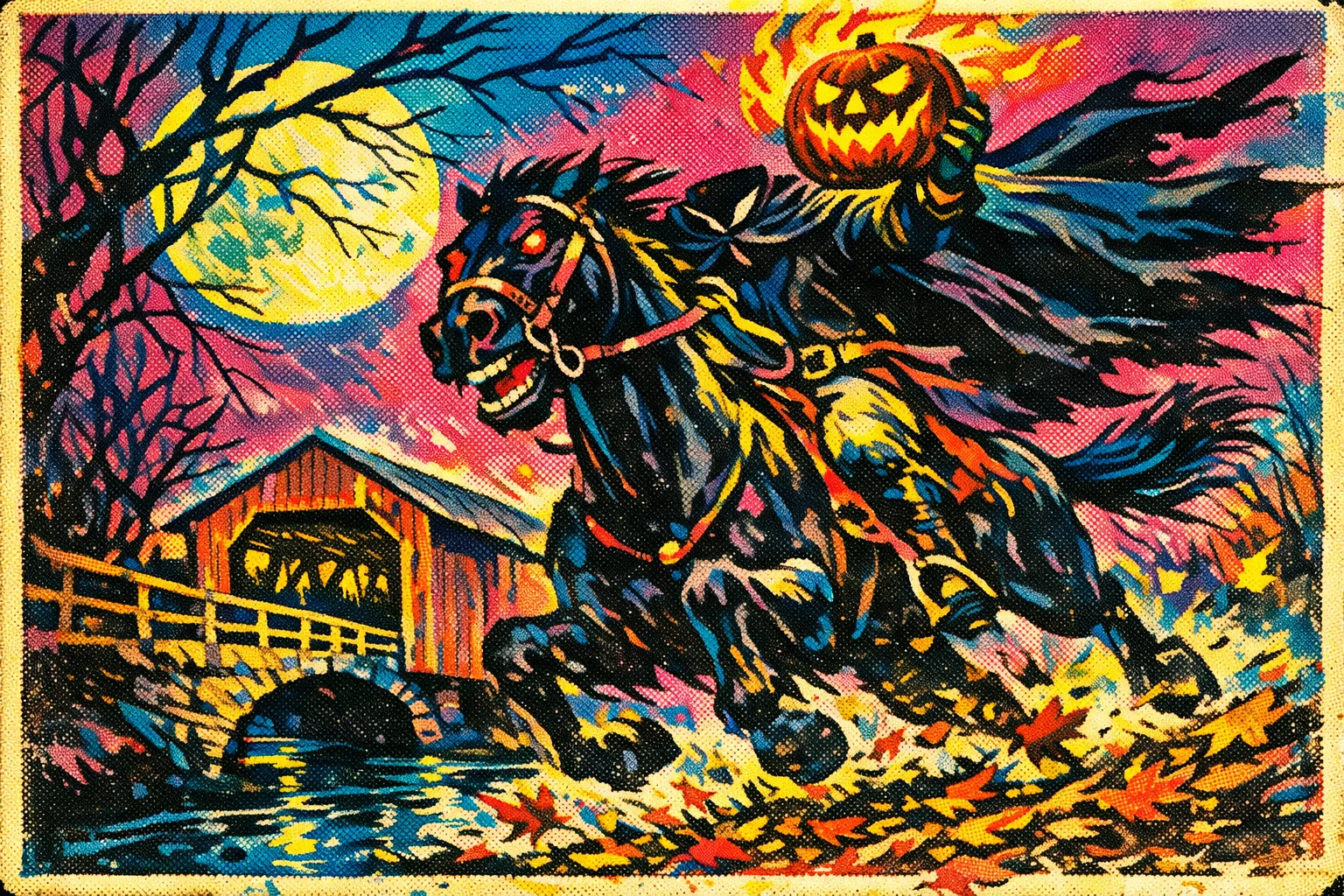 The Headless Horseman — Drive-In Pulp: 1950s painted pulp cover, garish and kinetic