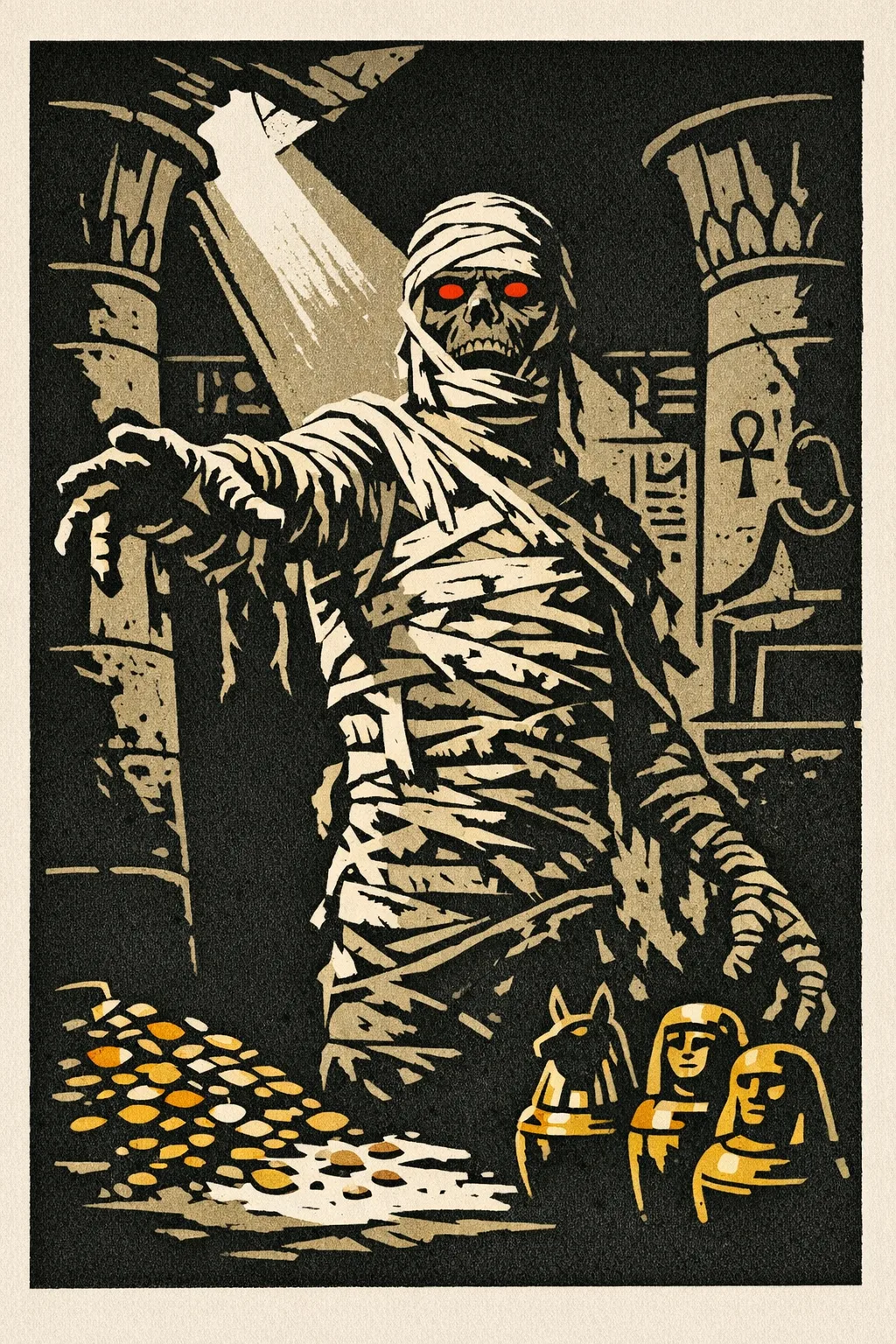 The Mummy — Limited Screenprint: Contemporary gallery screenprint, flat spot colour