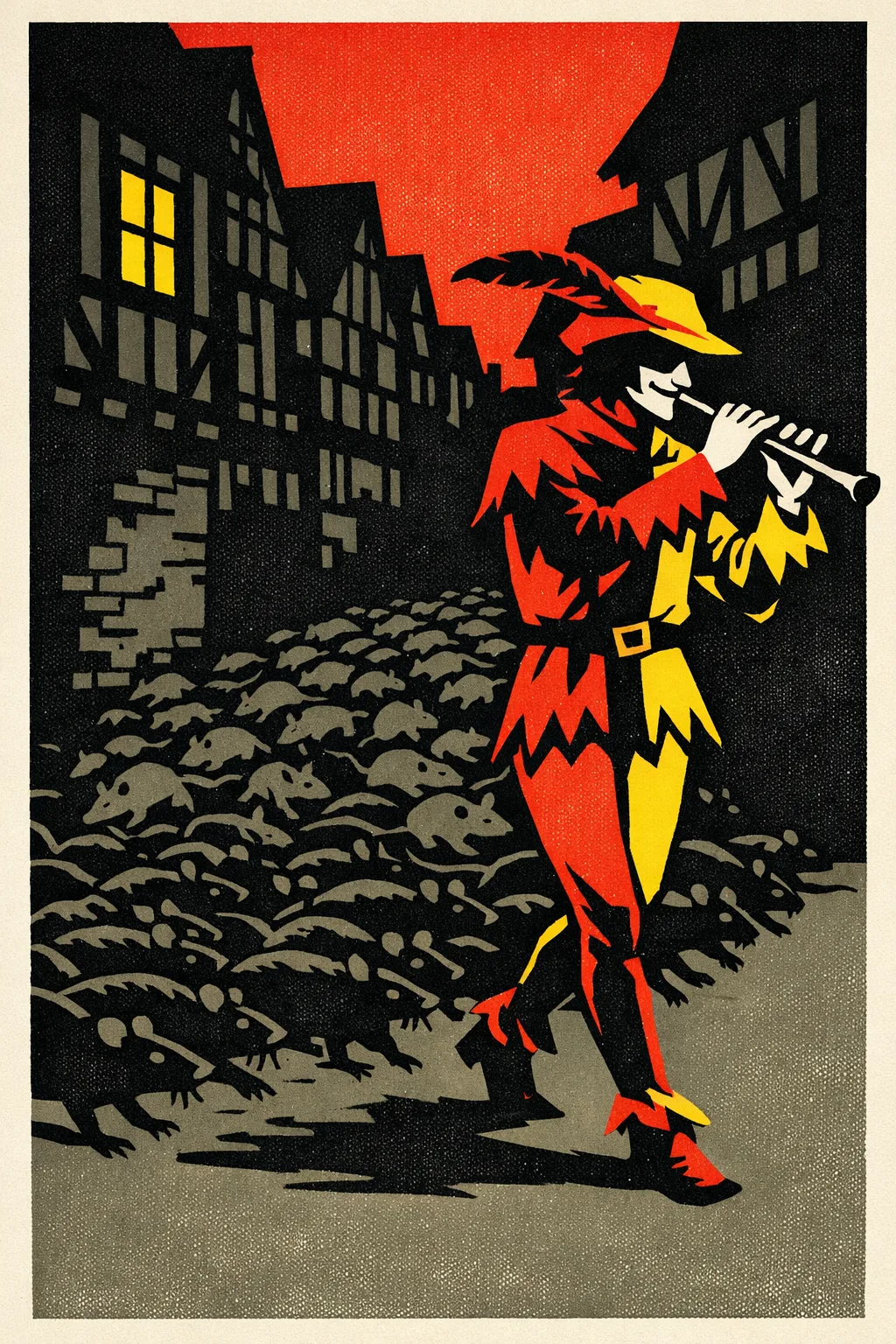 The Pied Piper — Limited Screenprint: Contemporary gallery screenprint, flat spot colour