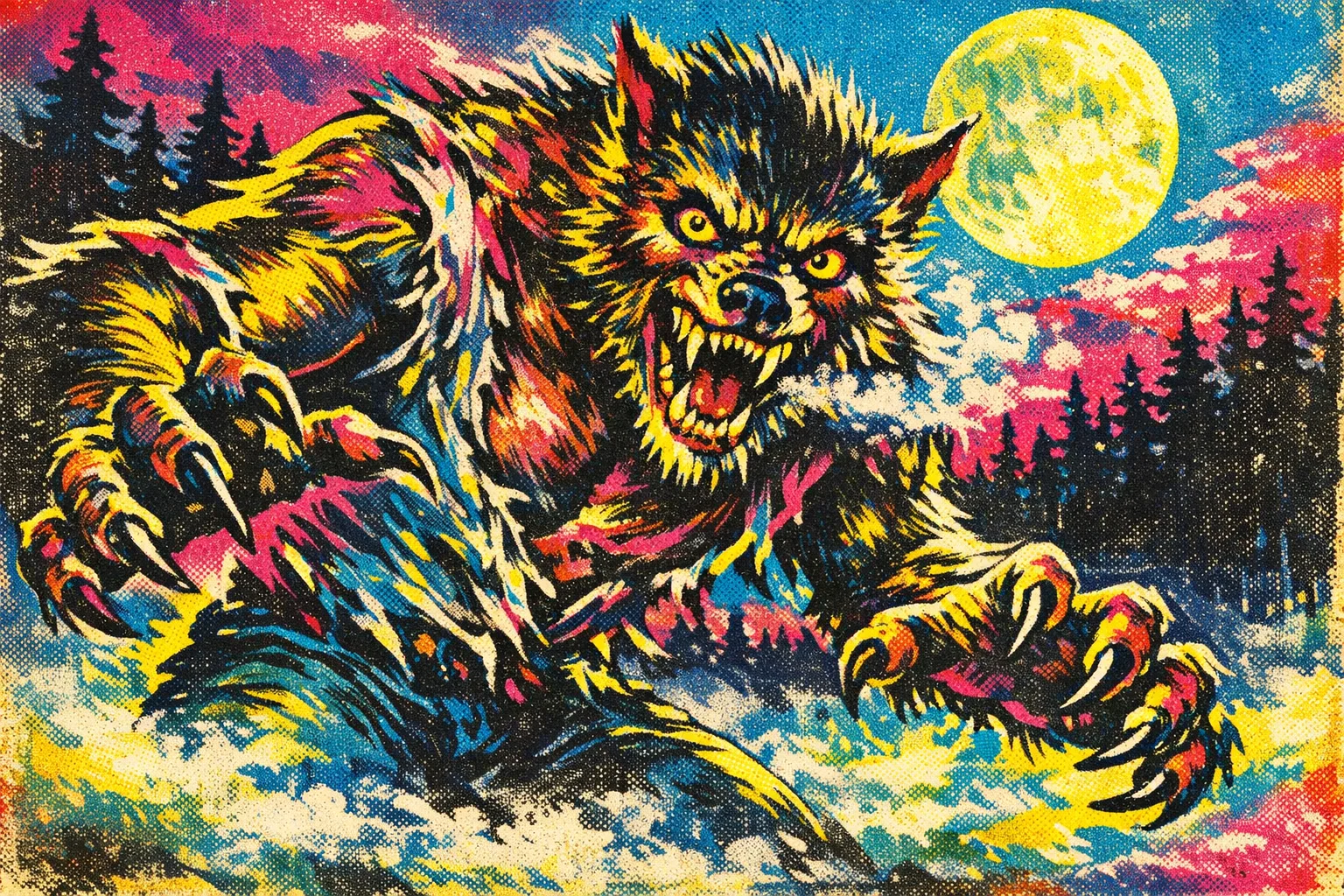 The Werewolf — Drive-In Pulp: 1950s painted pulp cover, garish and kinetic