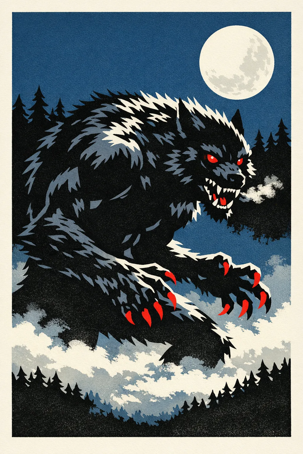 The Werewolf — Limited Screenprint: Contemporary gallery screenprint, flat spot colour