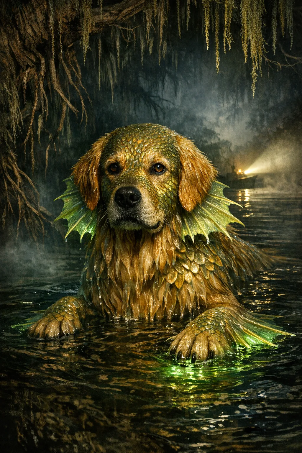 Rufus rendered as The Lagoon Creature: They are what lives under the black water