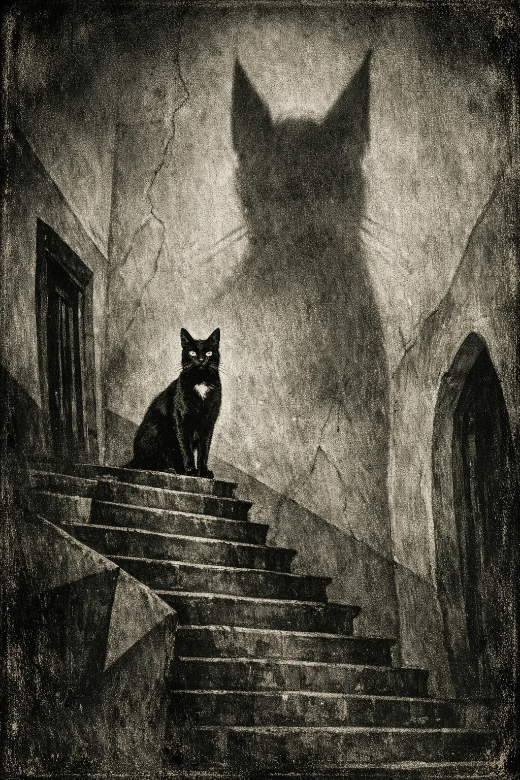 Nadia rendered as Nosferatu 1922: They are the shadow that climbs the stair