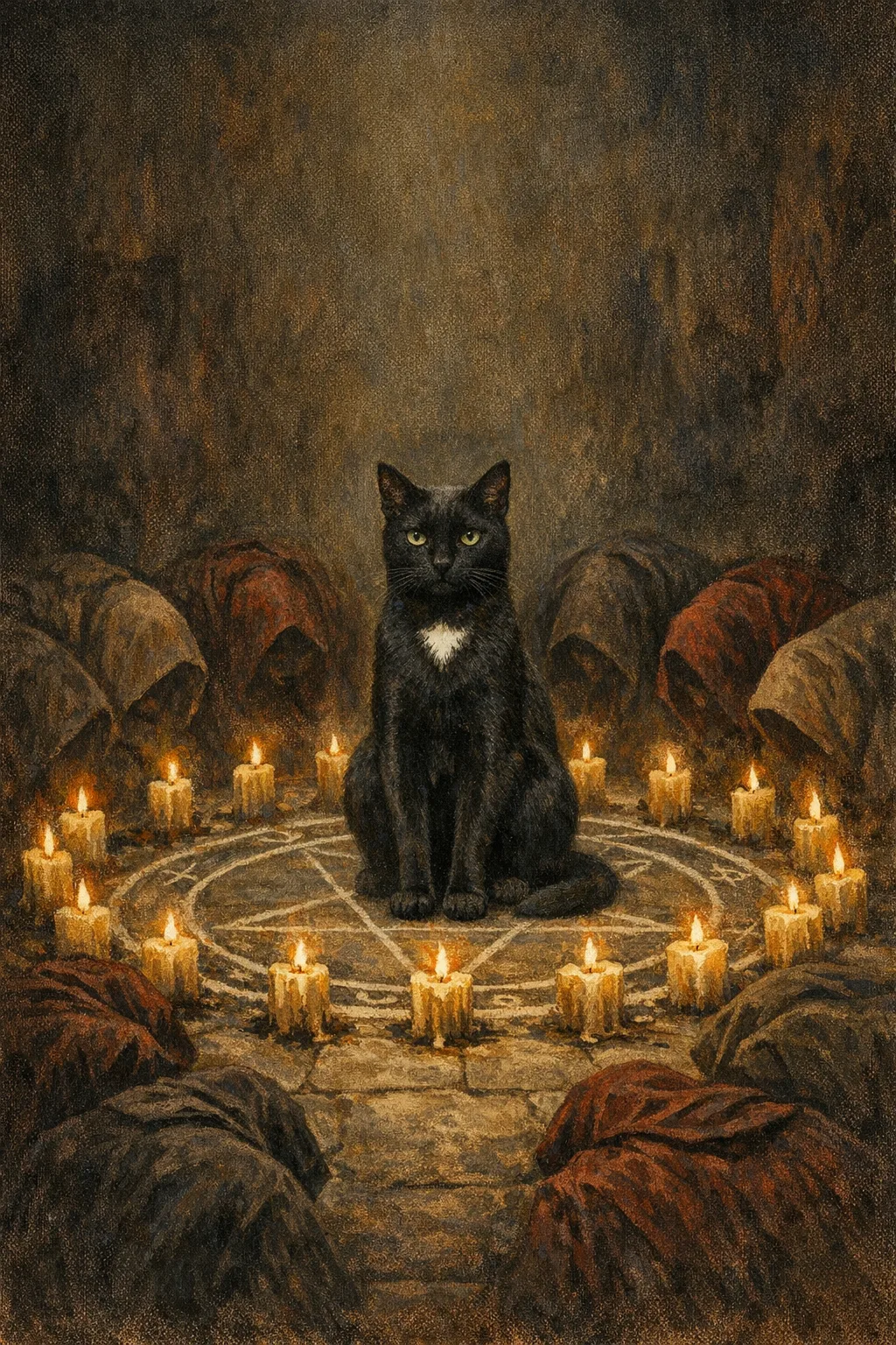 Nadia rendered as Occult 1973: They are the one the circle kneels to
