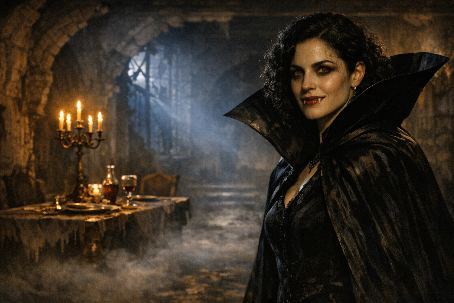 Mara rendered as a The Vampire film still: You are the count, ancient and awake