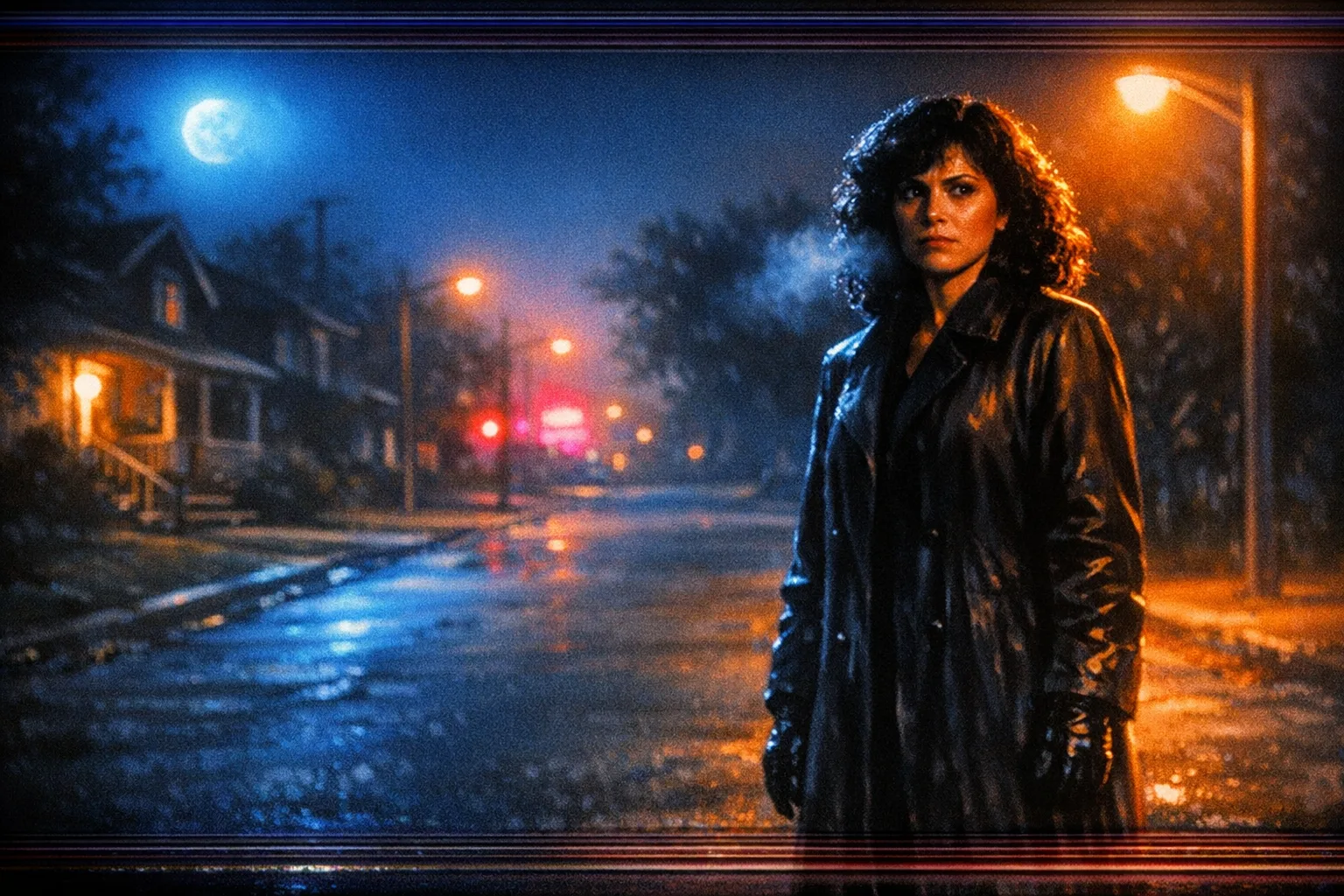 Mara rendered as a VHS Slasher 1984 film still: You are the frame they paused on