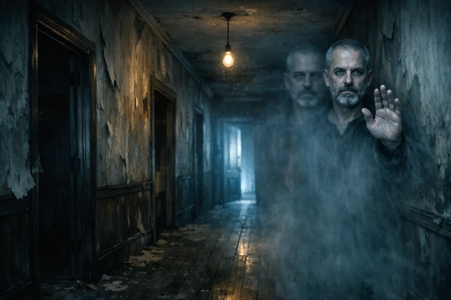 Silas rendered as a The Wraith film still: You are the one who never left the house